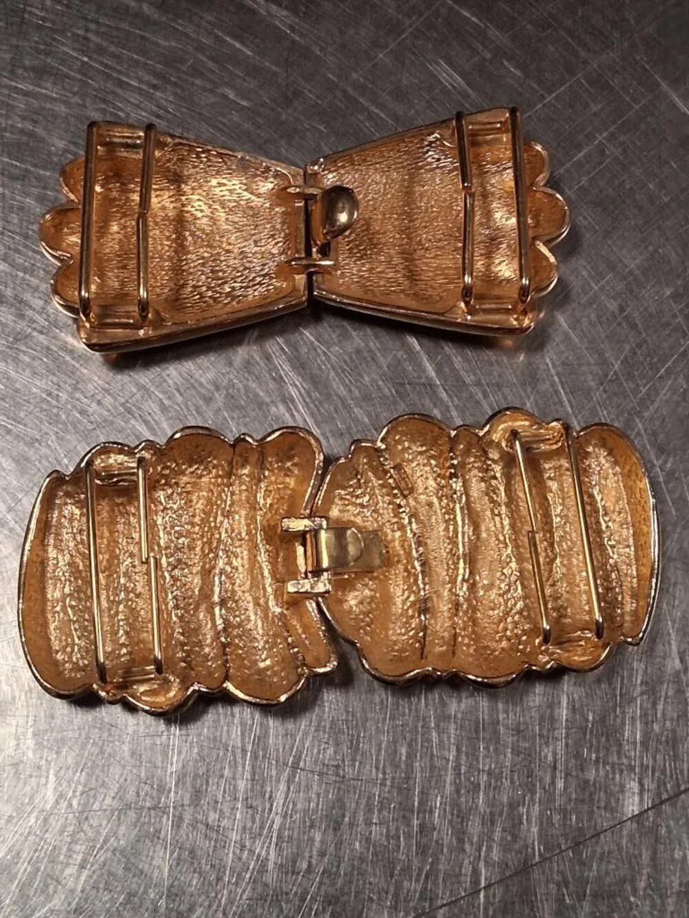 2 vintage deco belt buckles